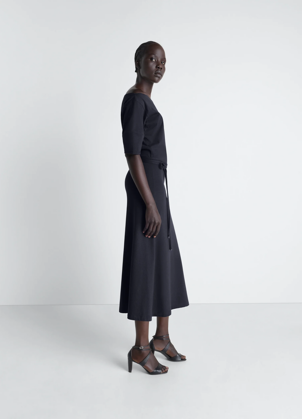OFF SHOULDER DRESS IN HEAVY COTTON LINEN JERSEY