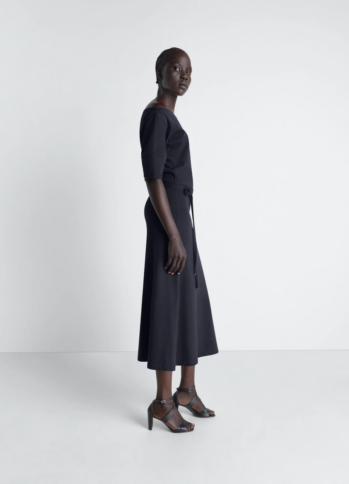 OFF SHOULDER DRESS IN HEAVY COTTON LINEN JERSEY