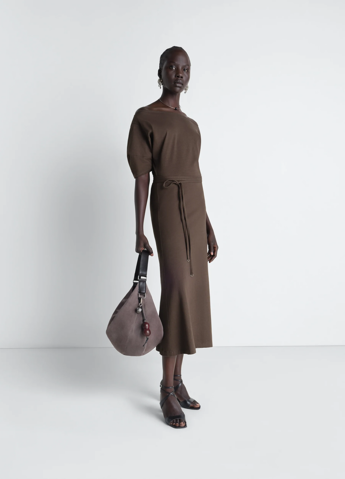 OFF SHOULDER DRESS IN HEAVY COTTON LINEN JERSEY