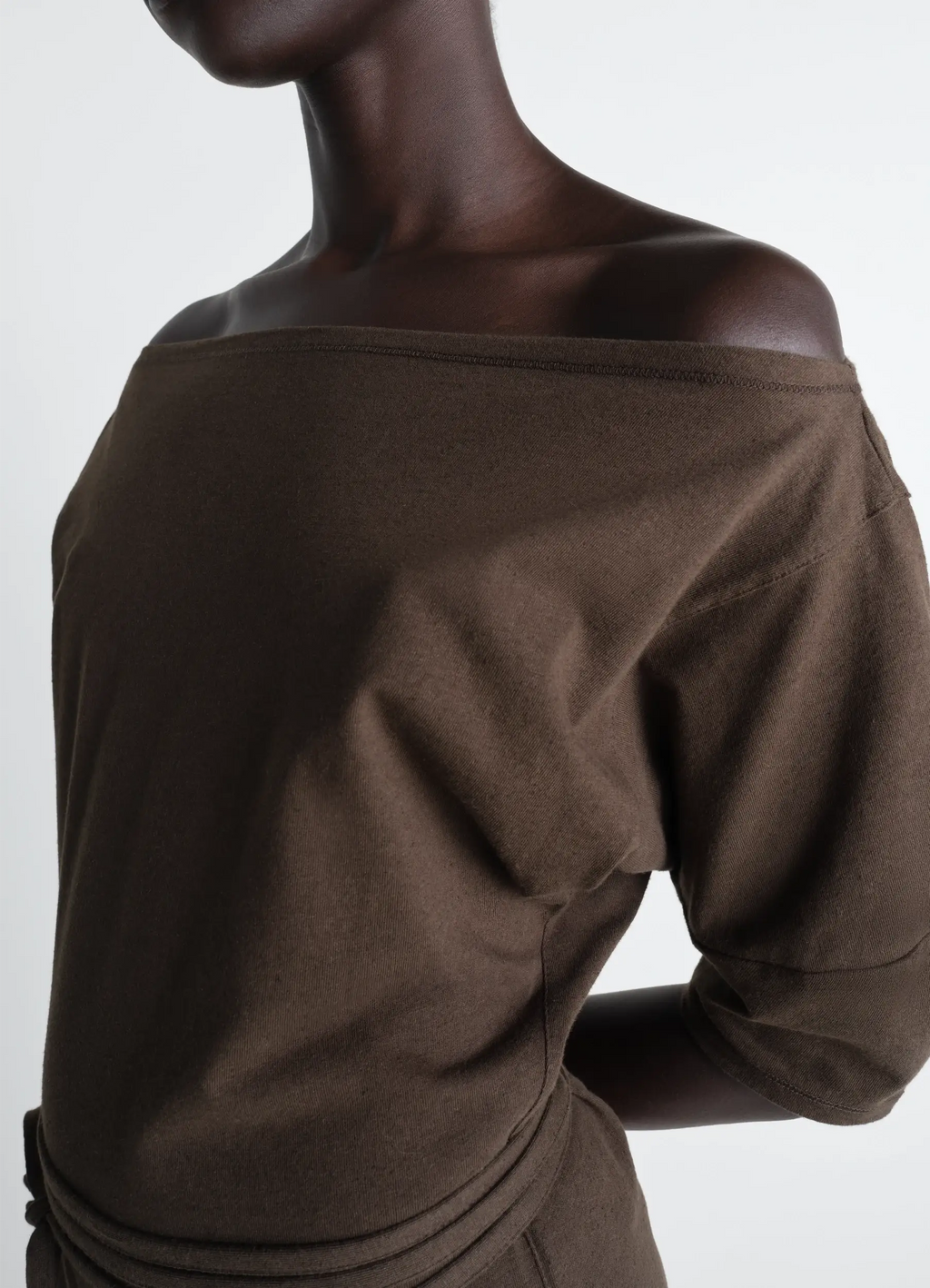 OFF SHOULDER DRESS IN HEAVY COTTON LINEN JERSEY