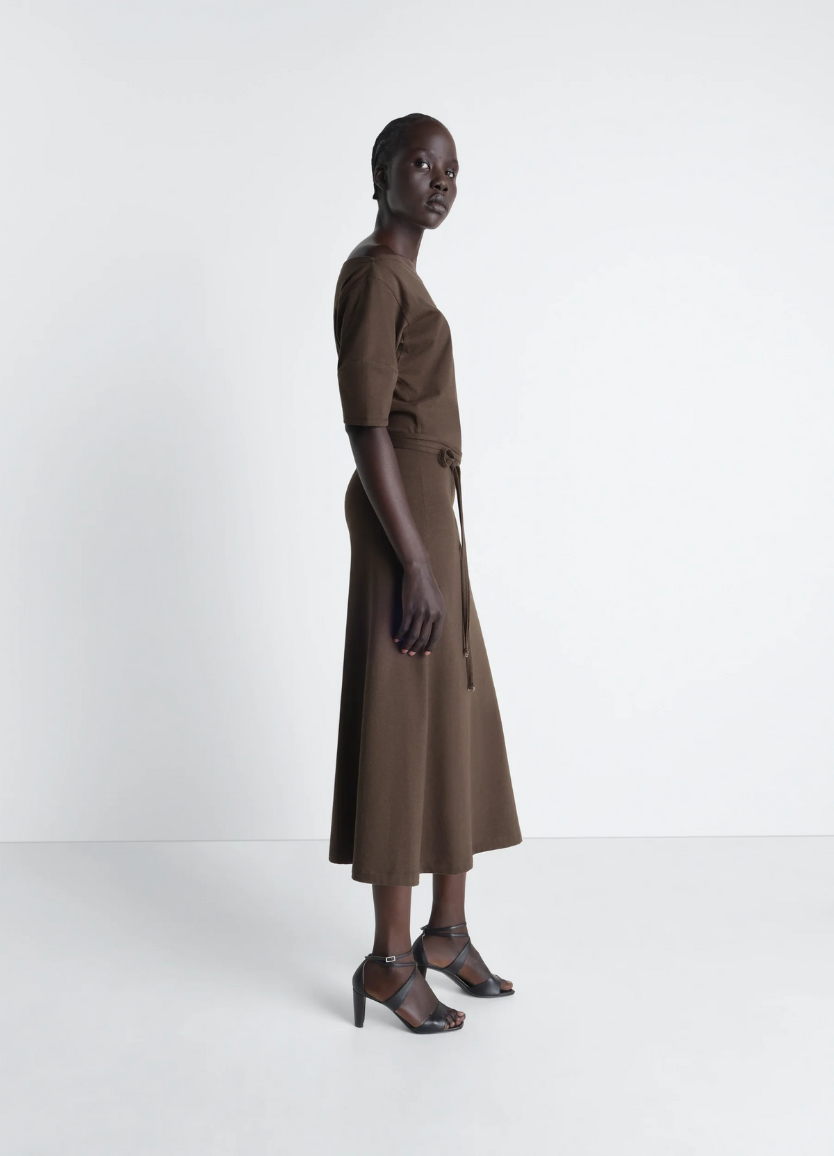 OFF SHOULDER DRESS IN HEAVY COTTON LINEN JERSEY