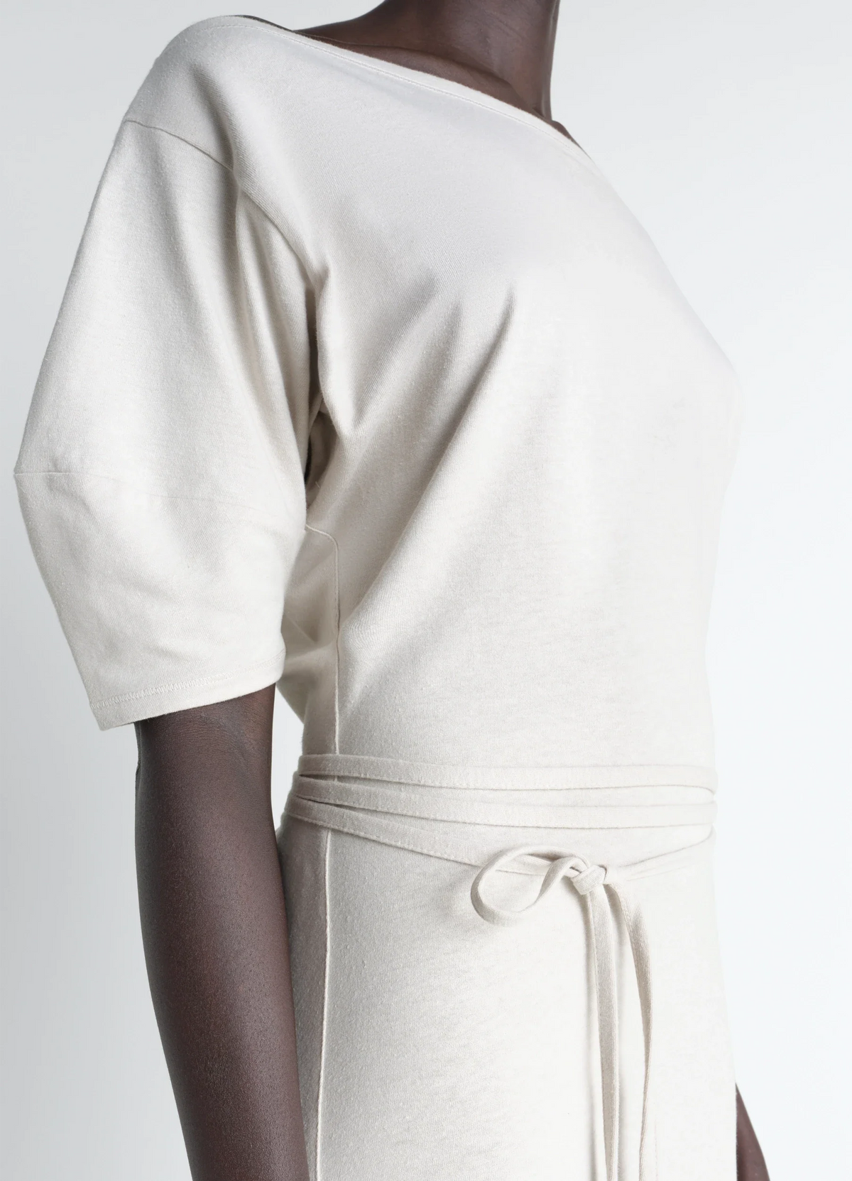 OFF SHOULDER DRESS IN HEAVY COTTON LINEN JERSEY