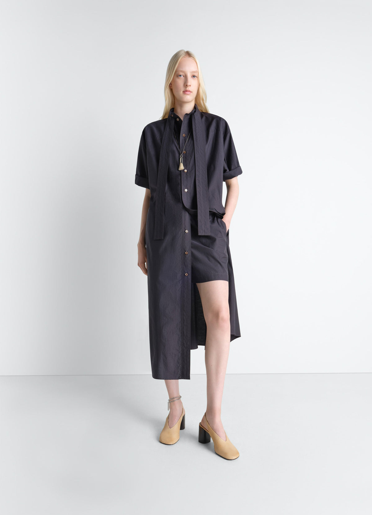 REVERSIBLE TUBE DRESS IN WASHED COTTON SILK