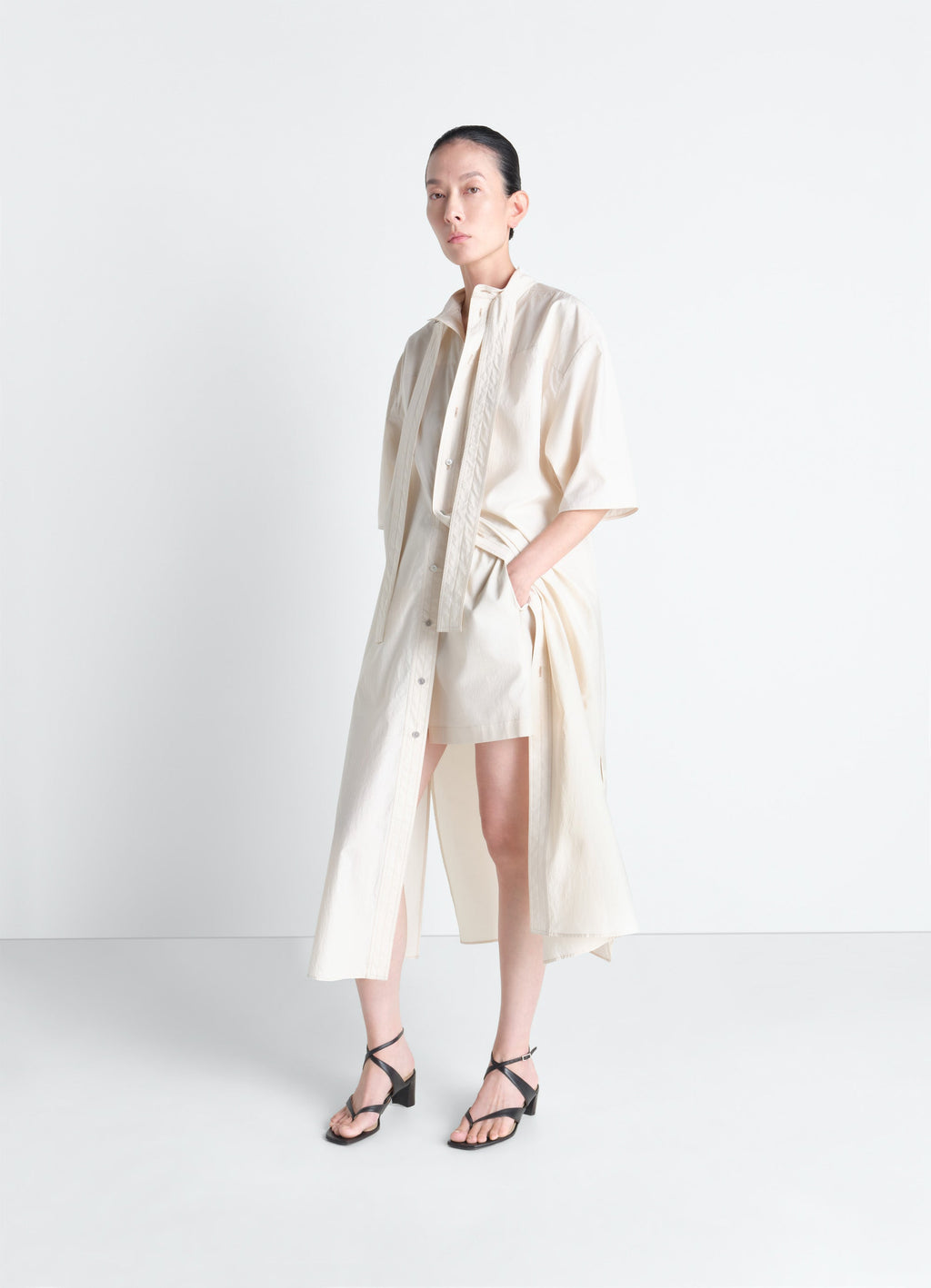 ROBE TUBE RÉVERSIBLE EN COTON ET SOIE LAVÉS