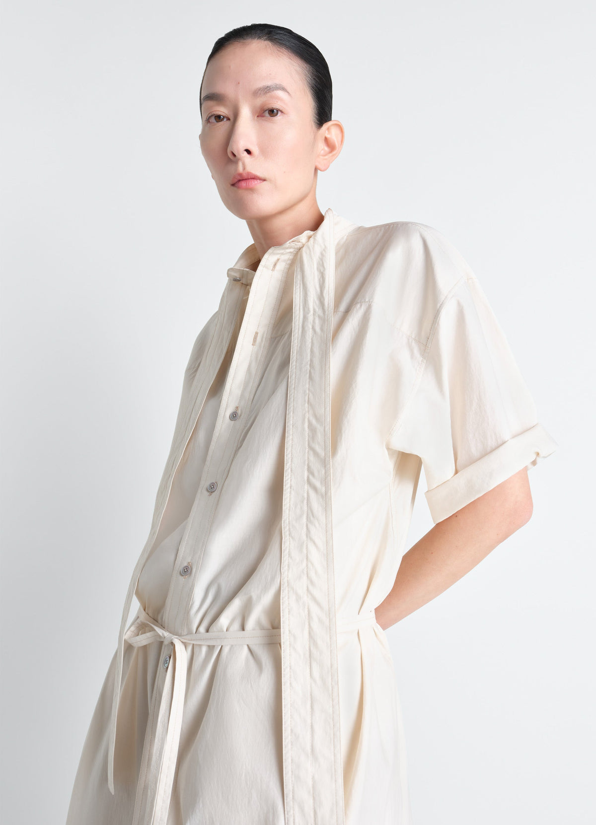 REVERSIBLE TUBE DRESS IN WASHED COTTON SILK