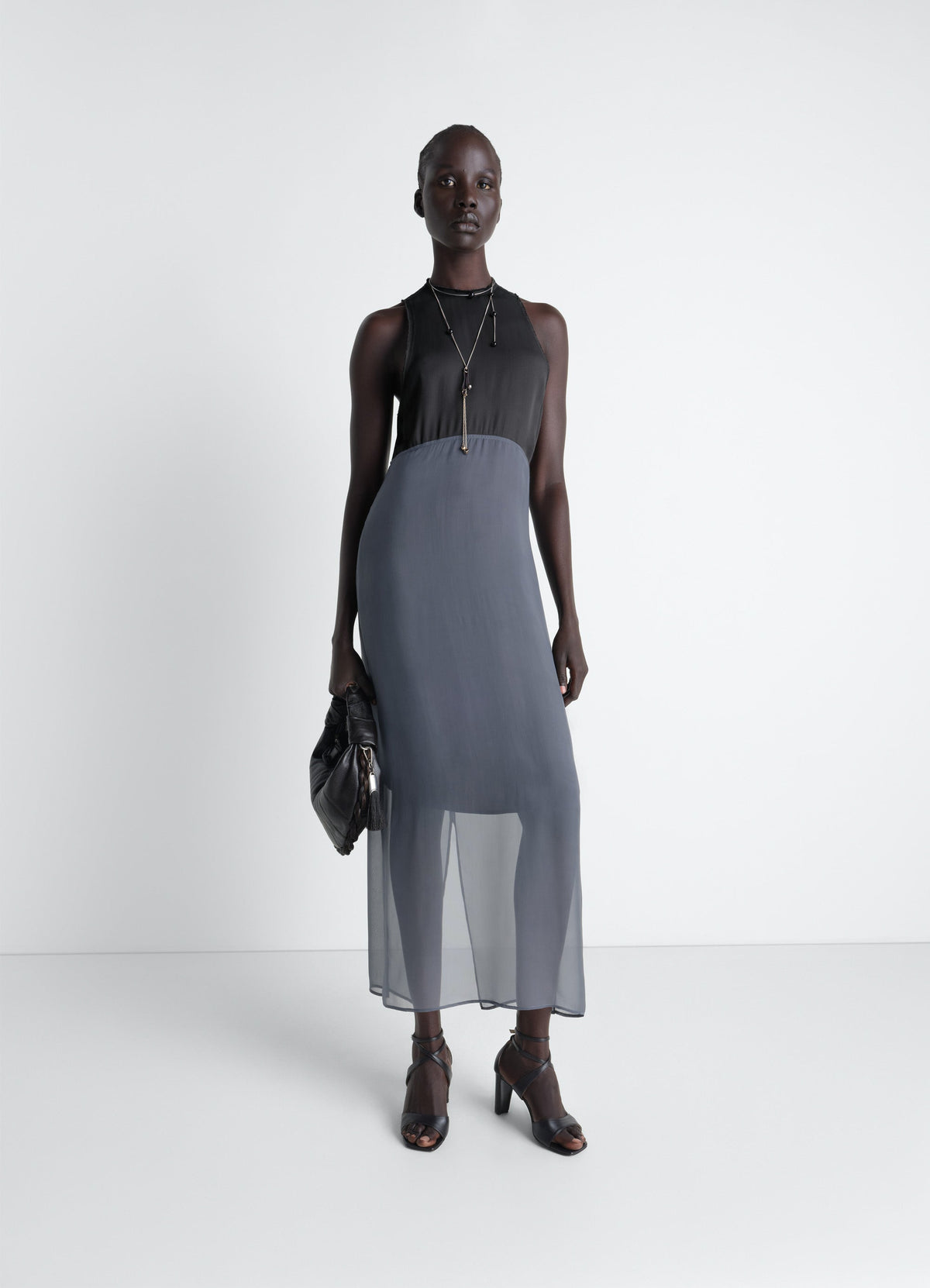 COLUMN DRESS IN CREPE DE CHINE VISCOSE