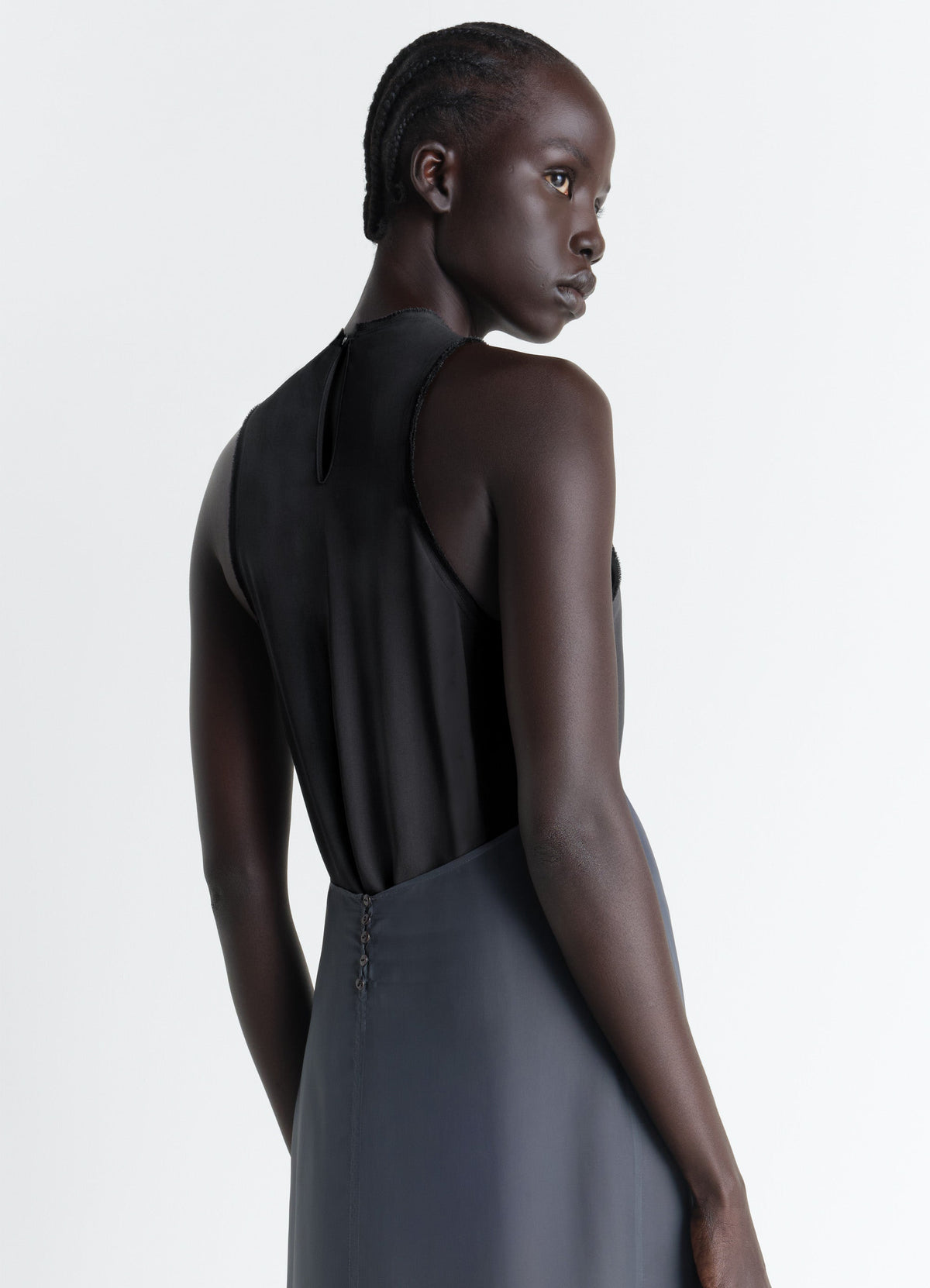 COLUMN DRESS IN CREPE DE CHINE VISCOSE