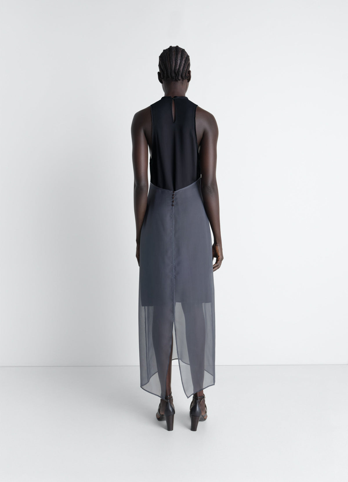 COLUMN DRESS IN CREPE DE CHINE VISCOSE