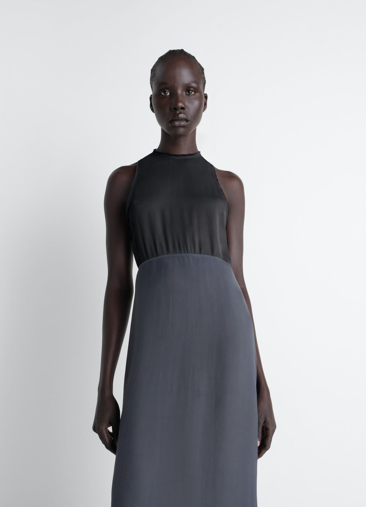 COLUMN DRESS IN CREPE DE CHINE VISCOSE