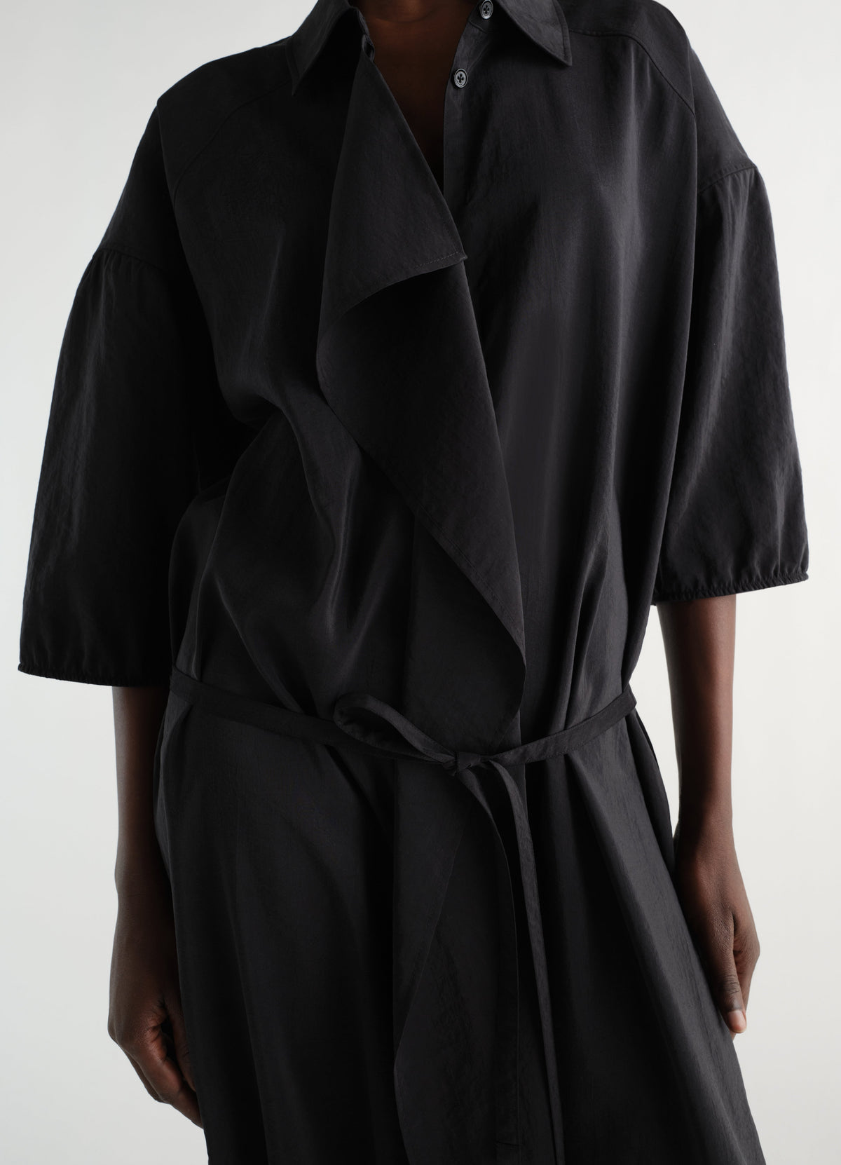 ASYMMETRICAL SHIRT DRESS IN DRY SILK