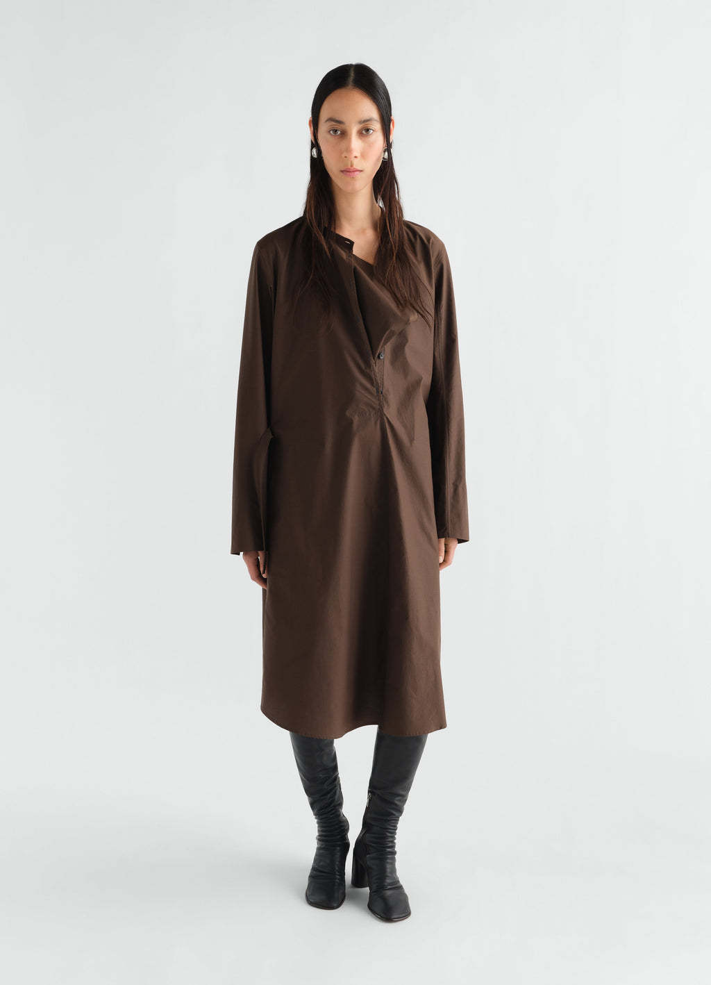 ROBE VAREUSE EN SOIE ET COTON LAVÉ