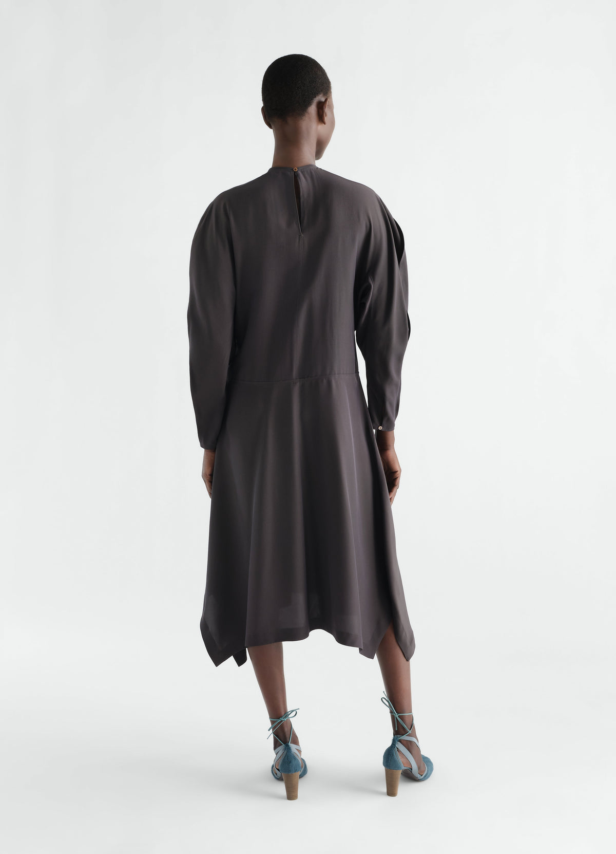 MIDI DRESS IN SILK VISCOSE TOILE