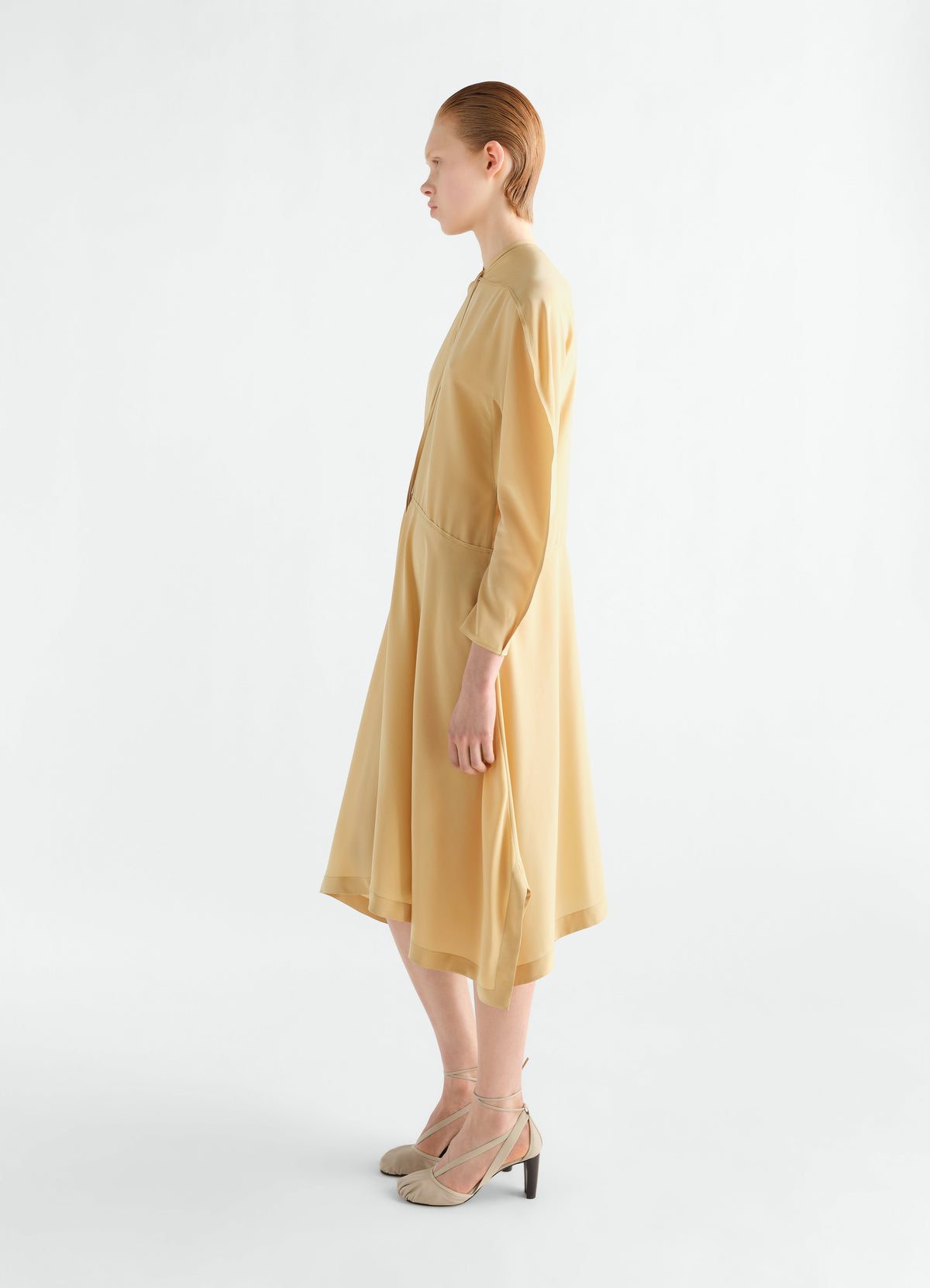 MIDI DRESS IN SILK VISCOSE TOILE