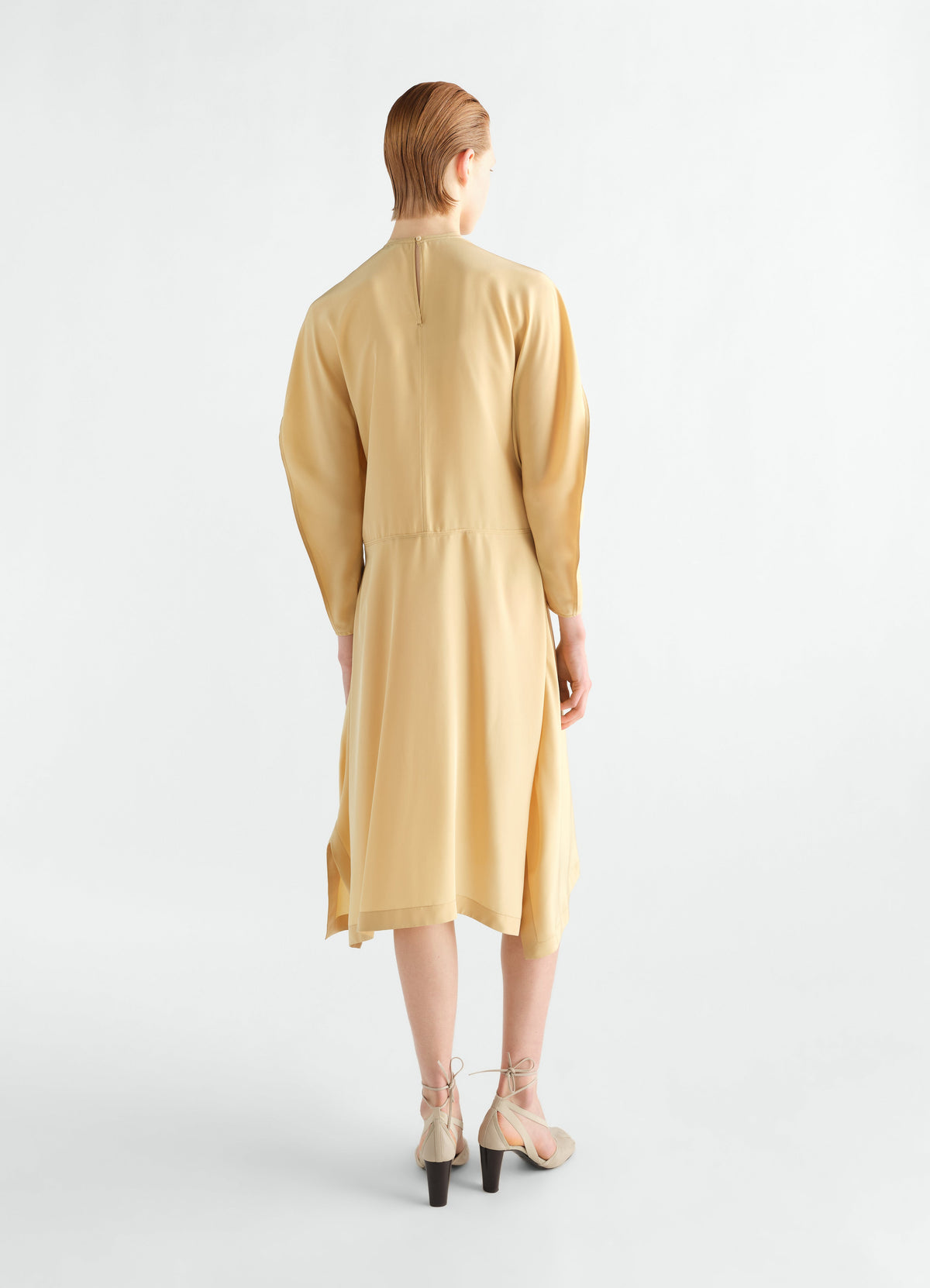 MIDI DRESS IN SILK VISCOSE TOILE