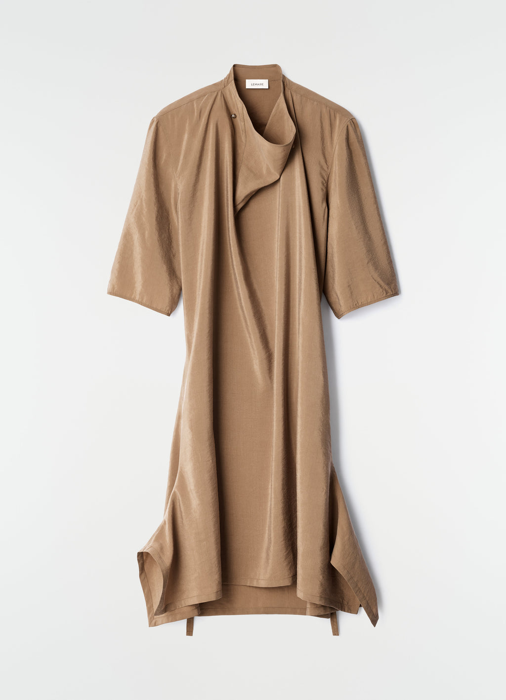 SOFT COLLAR DRESS IN DRY SILK