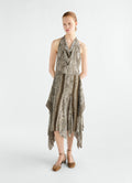 ROBE À PANNEAUX IMPRIMÉE EN VISCOSE MOTIF PLUMES