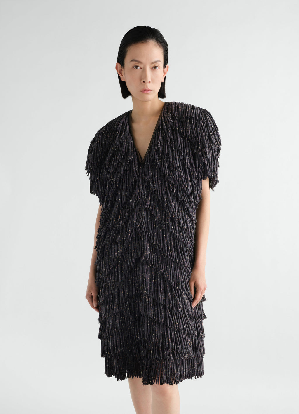 ROBE À FRANGES EN SOIE SÈCHE À IMPRIMÉ SERPENT