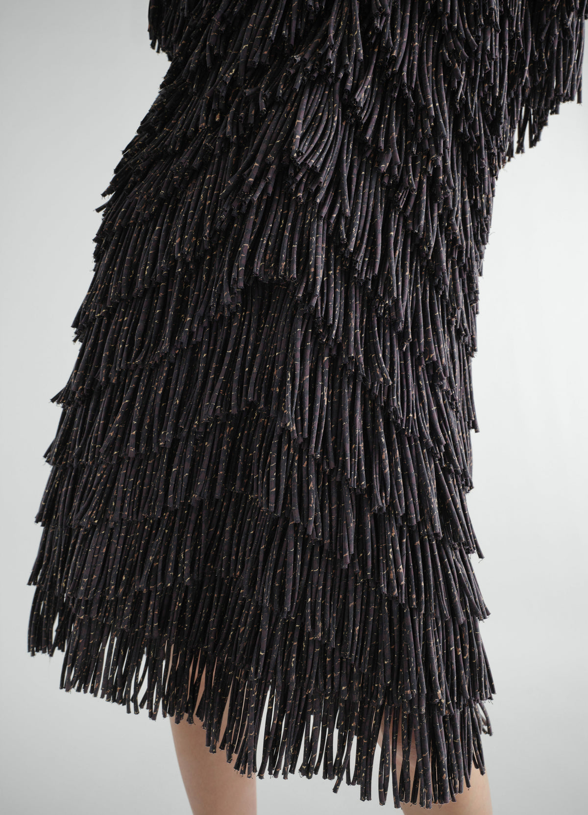 FRINGED DRESS IN SNAKE PRINTED DRY SILK