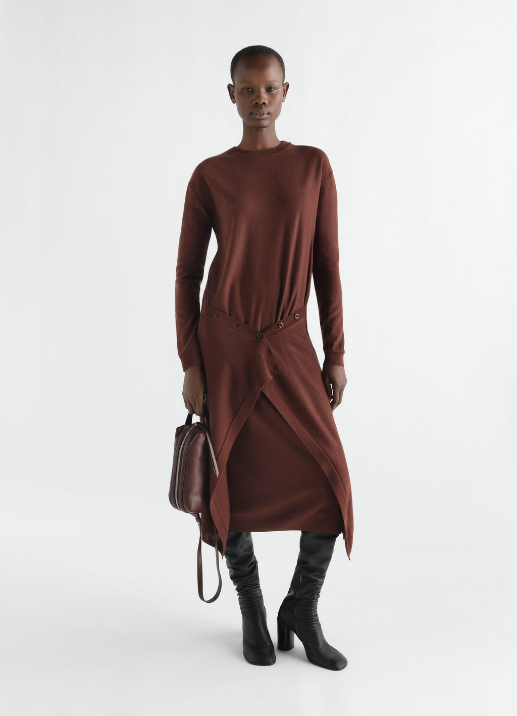 BUTTONED DRESS IN MERINO BLEND