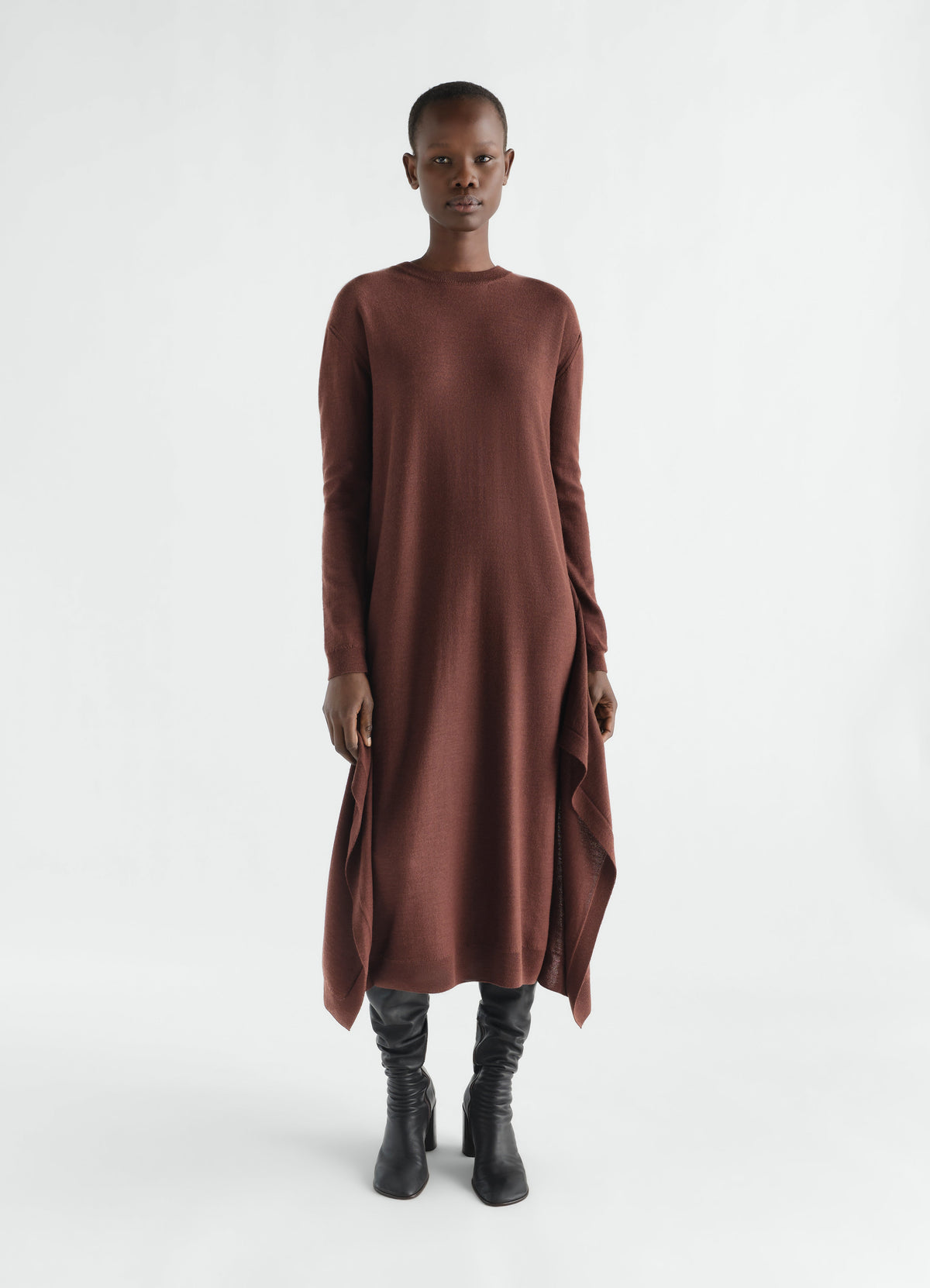 BUTTONED DRESS IN MERINO BLEND