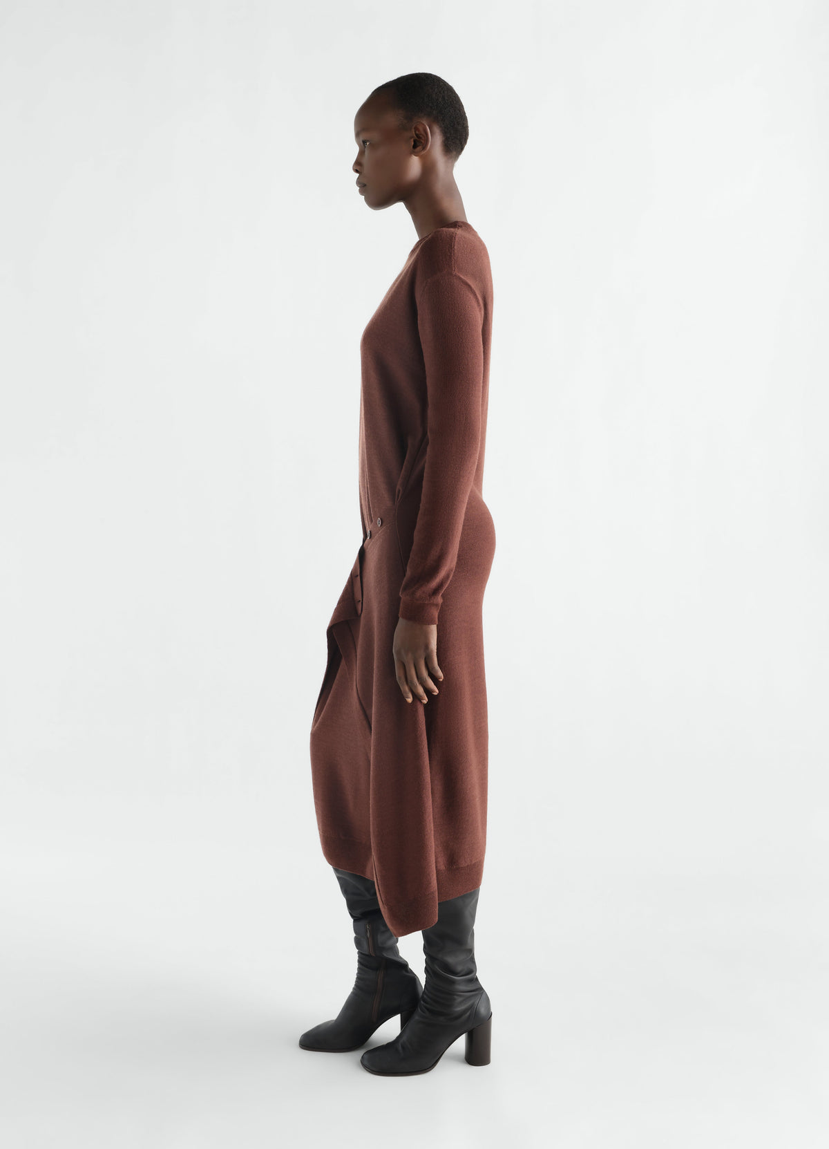 BUTTONED DRESS IN MERINO BLEND