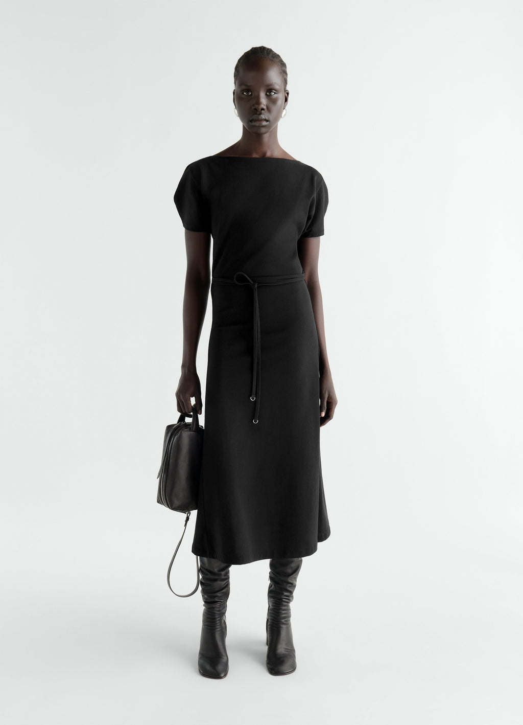 BELTED DRESS IN HEAVY COTTON JERSEY