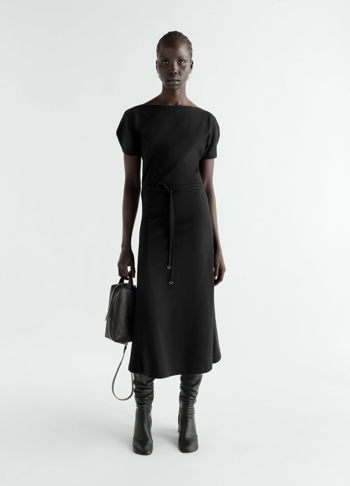 BELTED DRESS IN HEAVY COTTON JERSEY