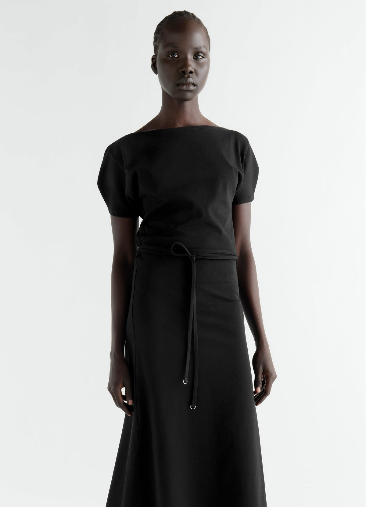 BELTED DRESS IN HEAVY COTTON JERSEY