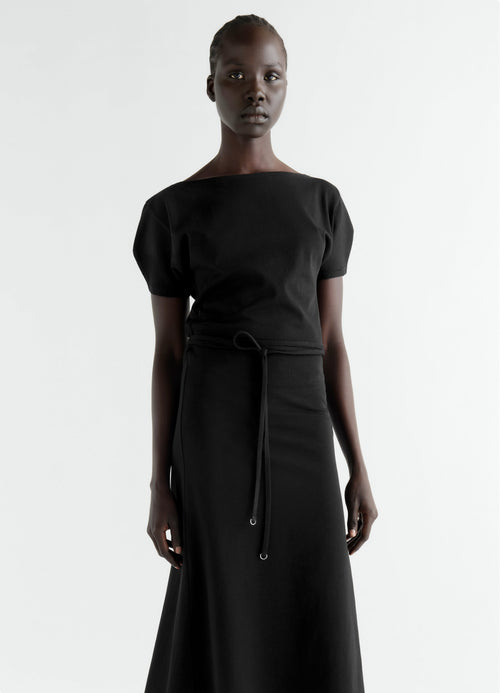 ROBE CEINTURÉE EN JERSEY DE COTON ÉPAIS