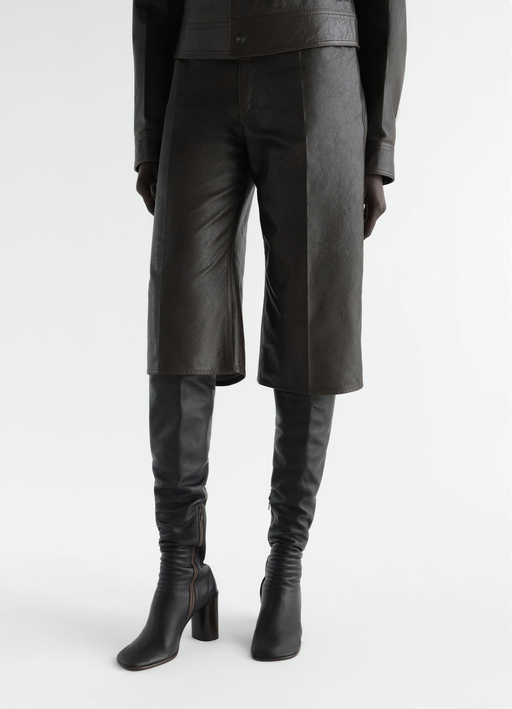 GLOVE HIGH BOOTS WITH 80MM HEEL IN SMOOTH LAMBSKIN LEATHER