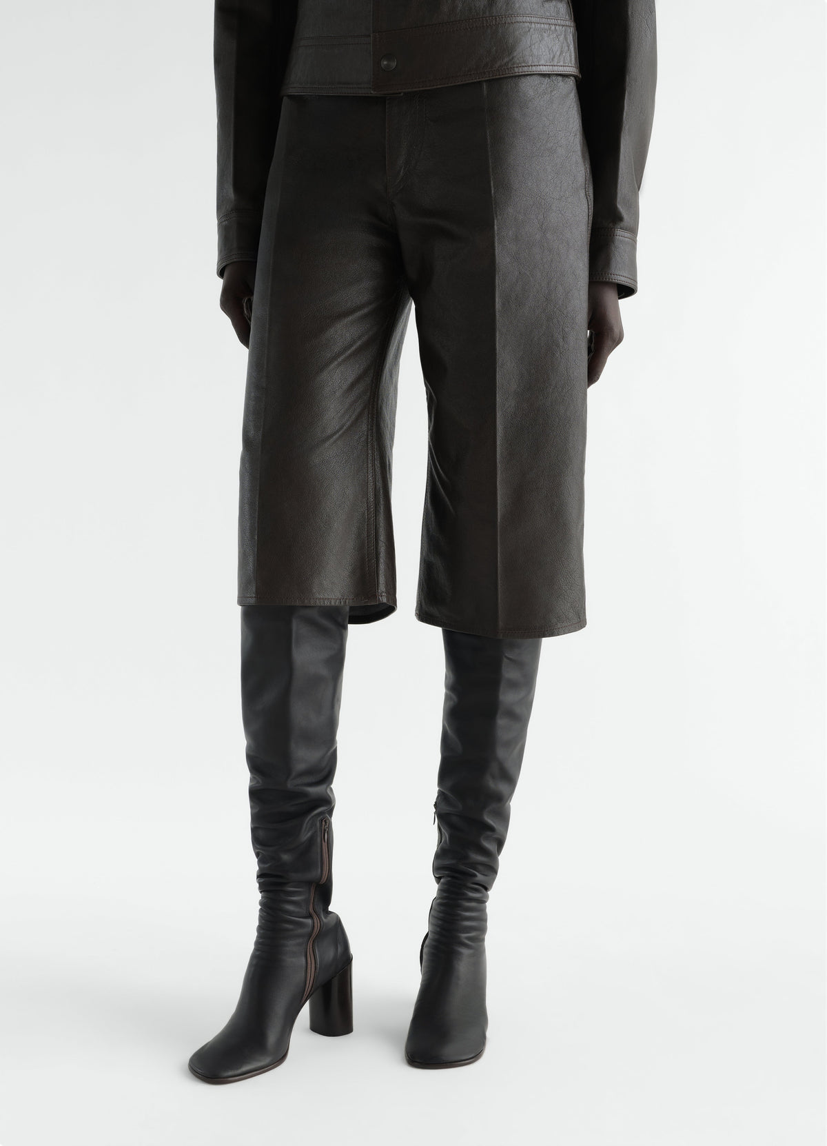 GLOVE HIGH BOOTS WITH 80MM HEEL IN SMOOTH LAMBSKIN LEATHER