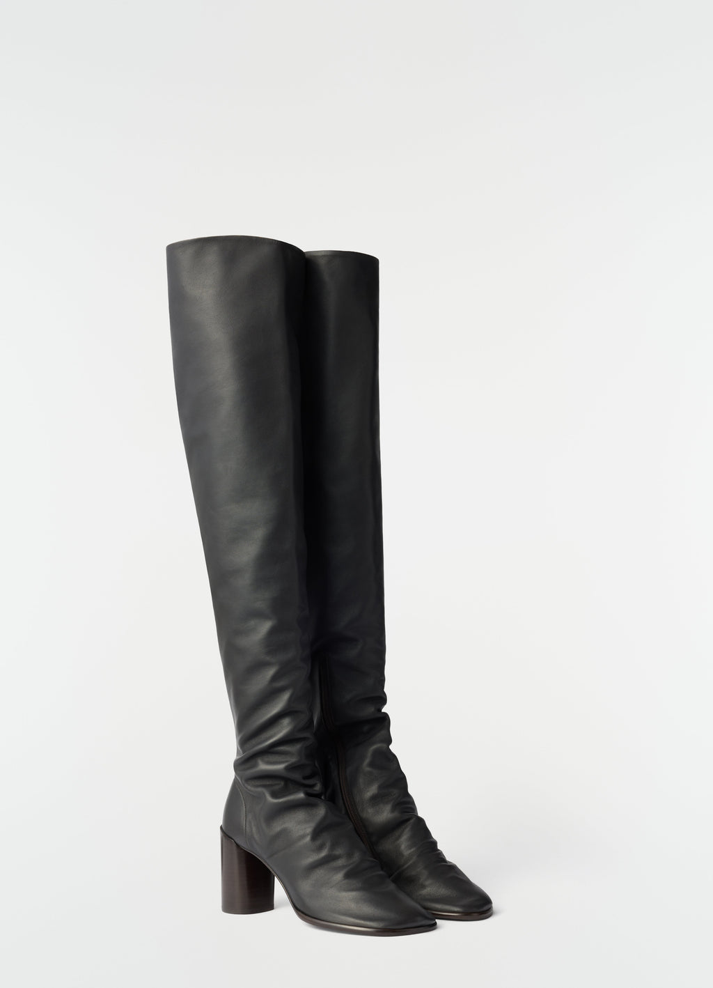 GLOVE HIGH BOOTS WITH 80MM HEEL IN SMOOTH LAMBSKIN LEATHER