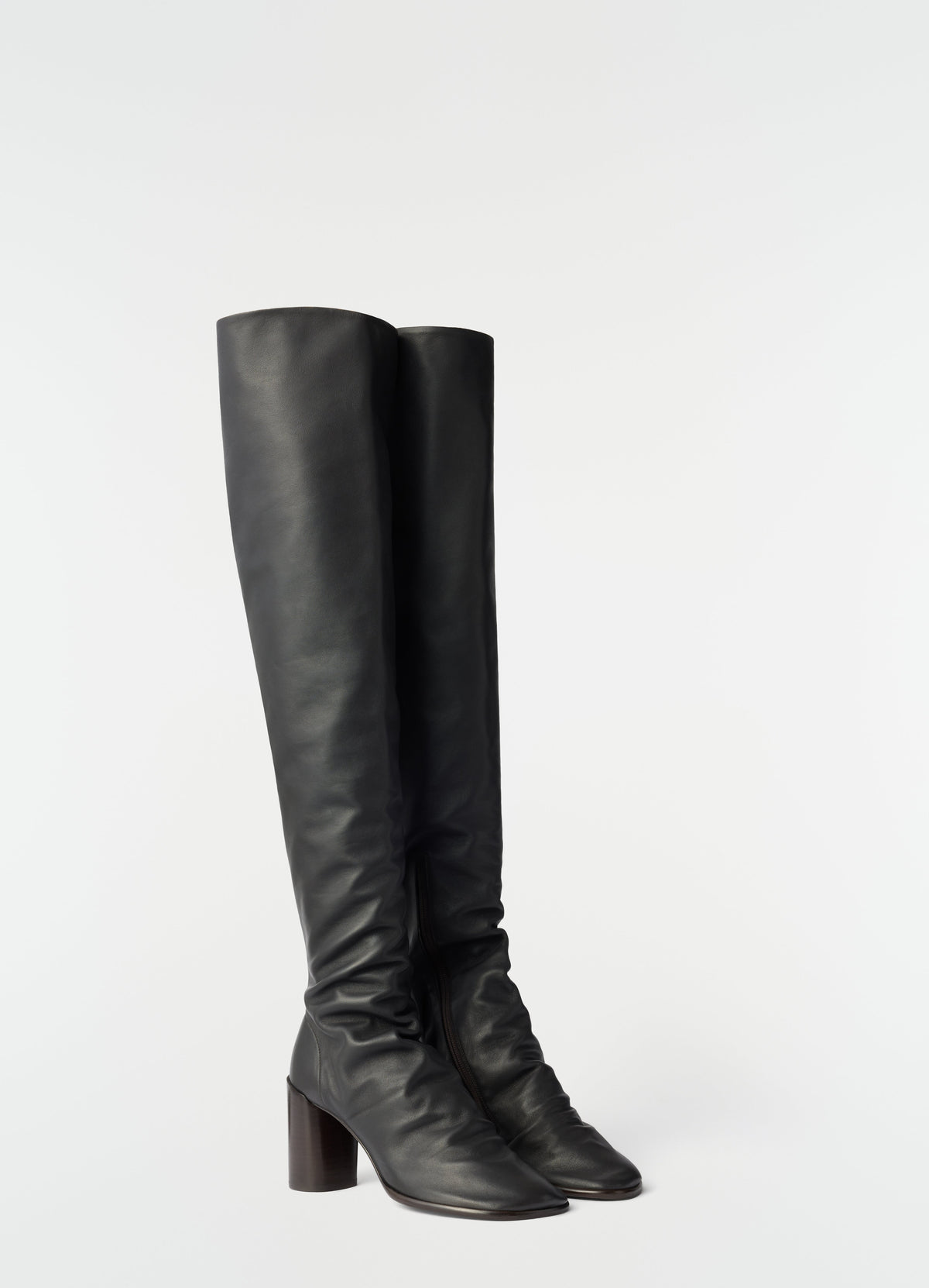 GLOVE HIGH BOOTS WITH 80MM HEEL IN SMOOTH LAMBSKIN LEATHER