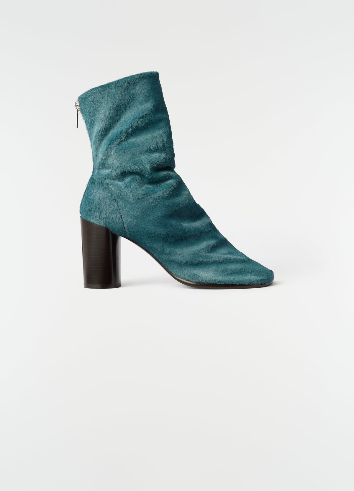 GLOVE ANKLE BOOTS 80MM HEEL IN HAIRY CALFSKIN LEATHER
