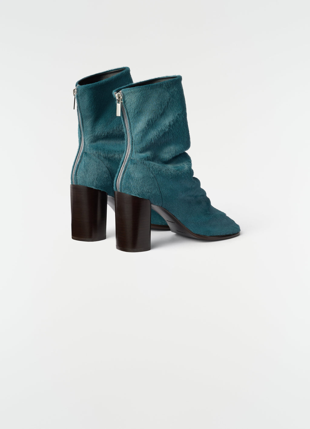 GLOVE ANKLE BOOTS 80MM HEEL IN HAIRY CALFSKIN LEATHER