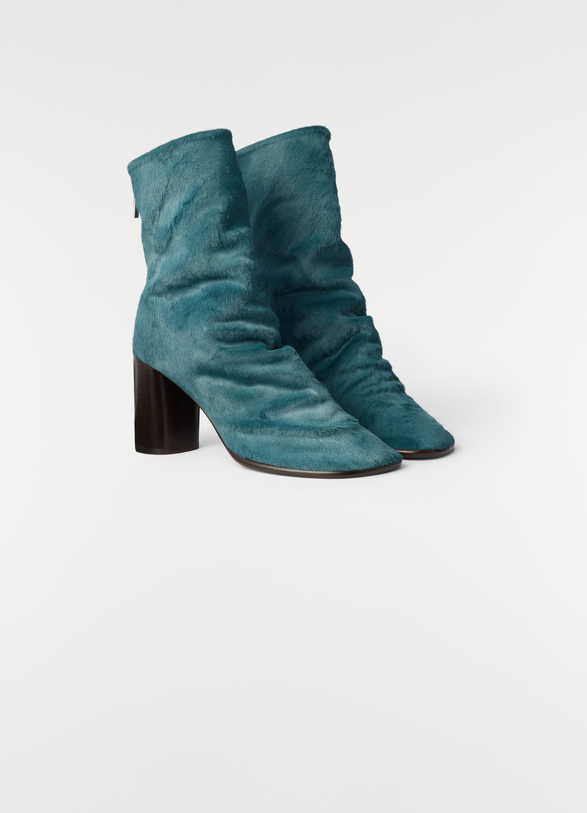 GLOVE ANKLE BOOTS 80MM HEEL IN HAIRY CALFSKIN LEATHER