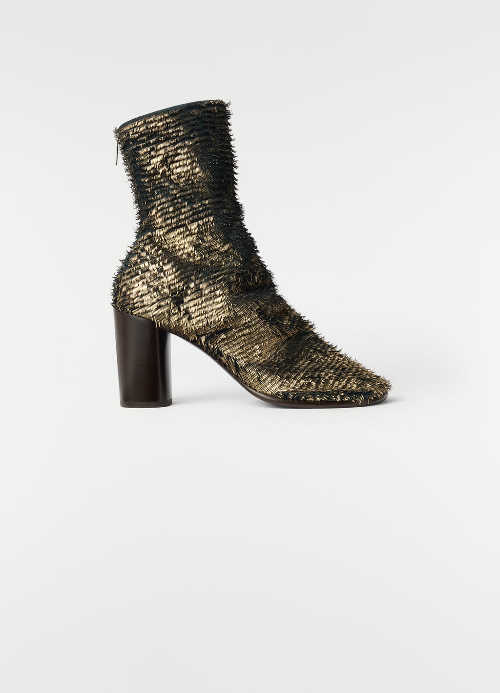 GLOVE ANKLE BOOTS 80MM HEEL IN HAIRY LAMINATED LEATHER