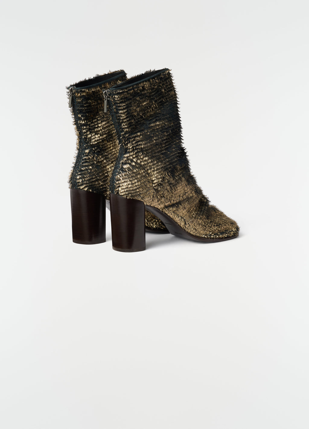 GLOVE ANKLE BOOTS 80MM HEEL IN HAIRY LAMINATED LEATHER