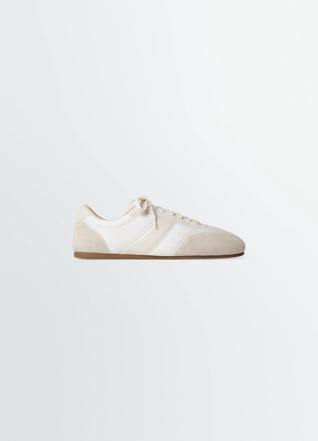 BASKETS SOUPLES EN MÉLANGE DE NYLON, NAPPA ET DAIM