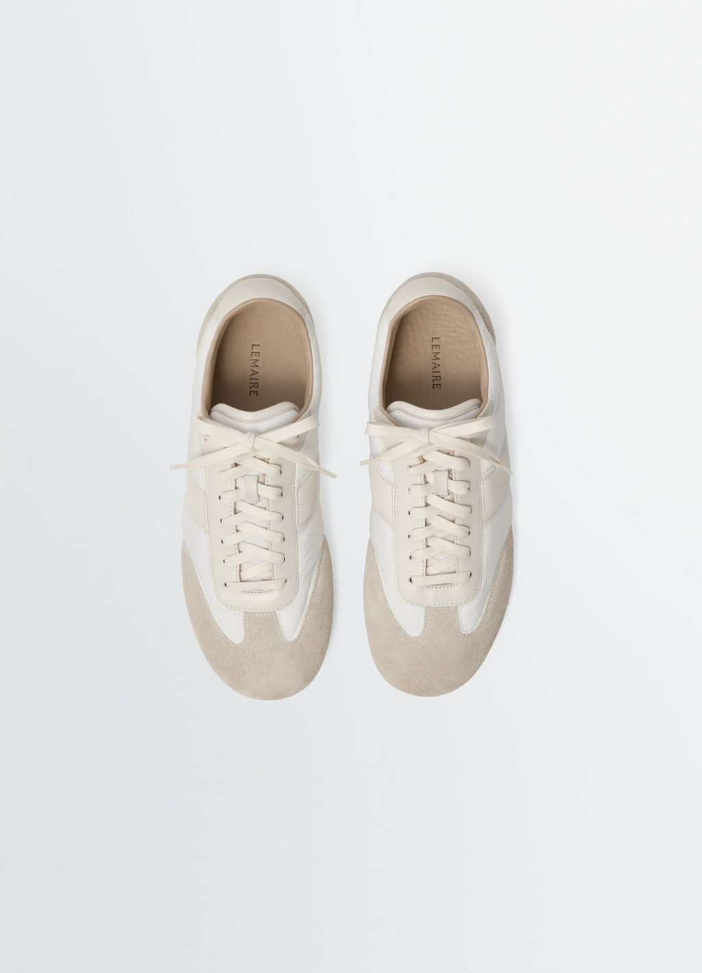BASKETS SOUPLES EN MÉLANGE DE NYLON, NAPPA ET DAIM