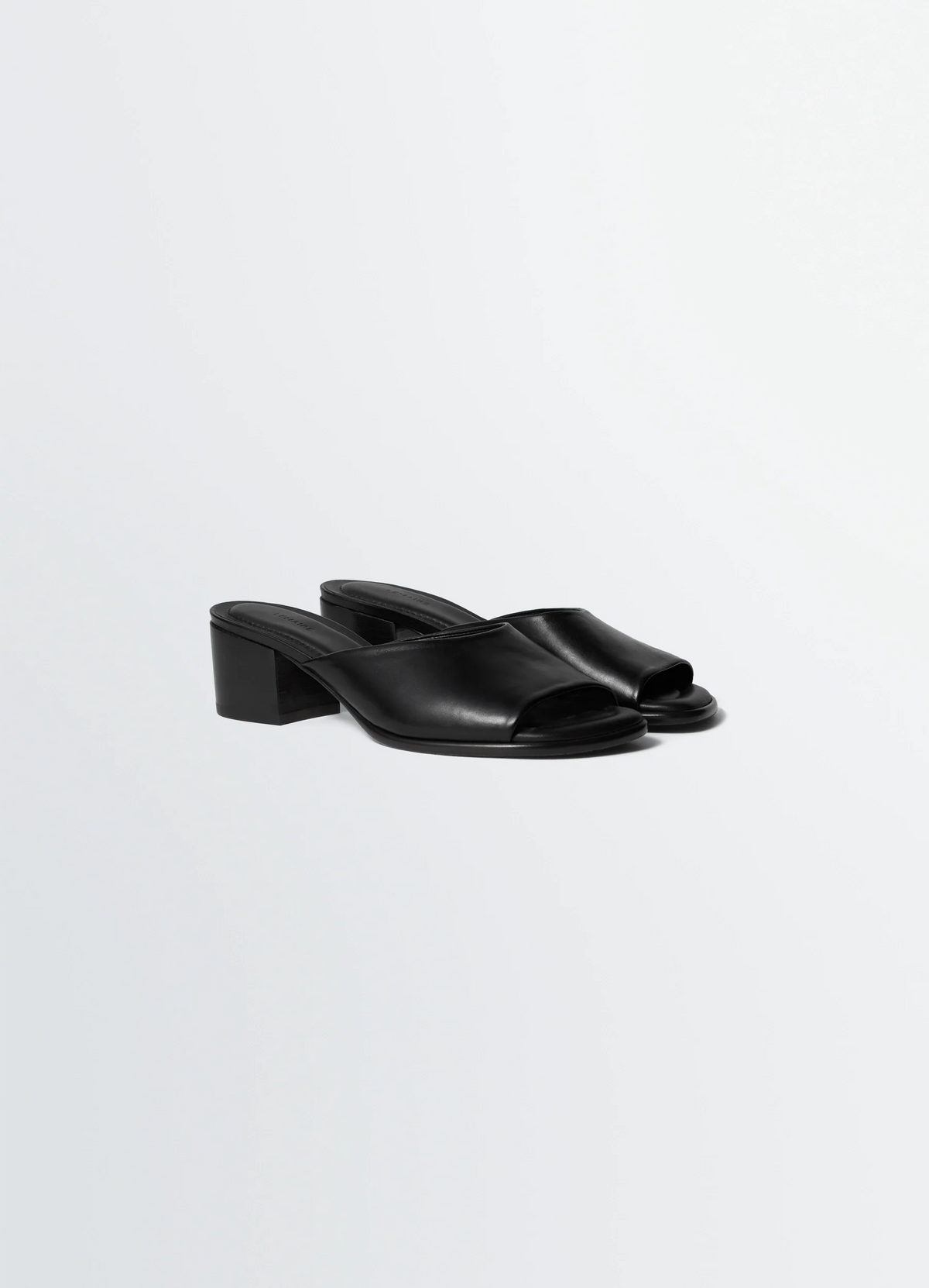 SQUARE-HEELED MULES 55 MM IN GLOSSY VEGETABLE LEATHER