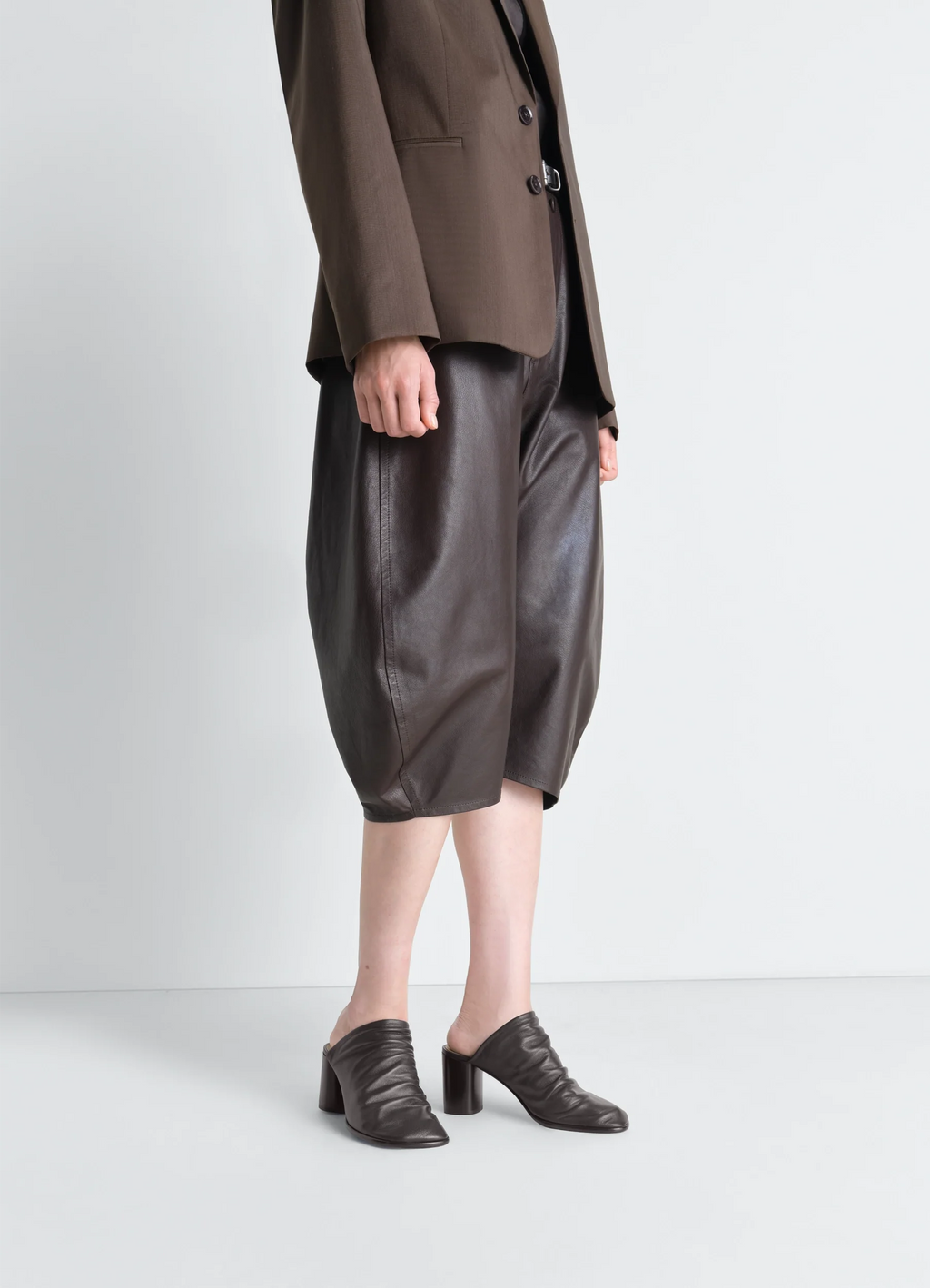 MULES GLOVE À TALON 80 MM EN CUIR D'AGNEAU LISSE