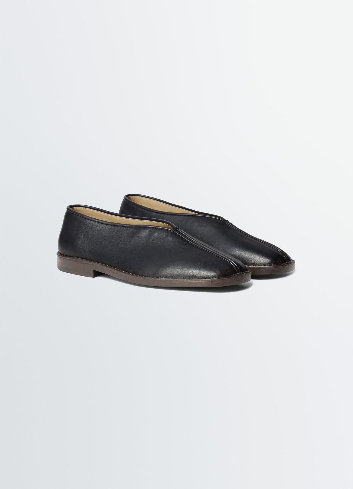 MULES PLATES À PASSEPOIL EN CUIR D'AGNEAU NAPPA BRILLANT
