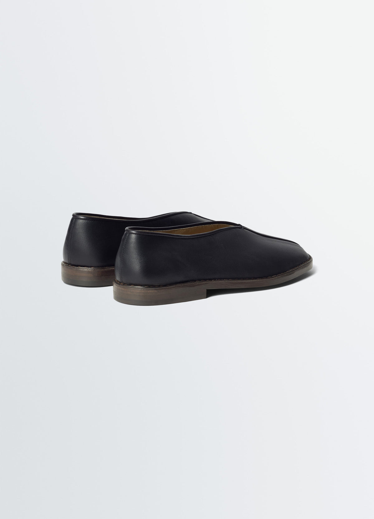 MULES PLATES À PASSEPOIL EN CUIR D'AGNEAU NAPPA BRILLANT