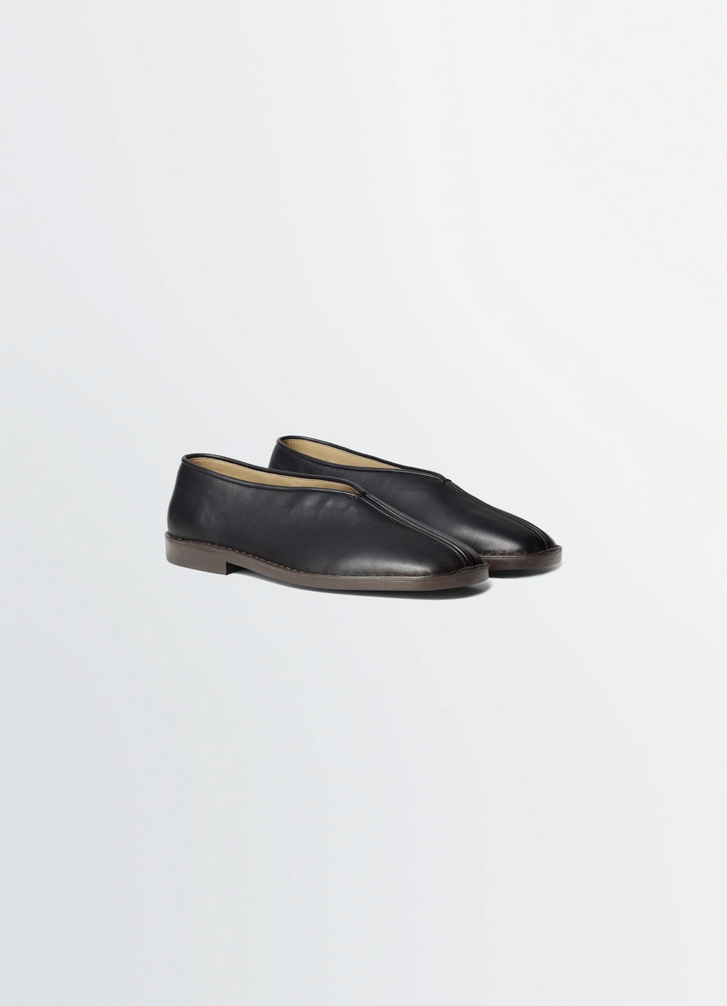 MULES PLATES À PASSEPOIL EN CUIR D'AGNEAU NAPPA BRILLANT