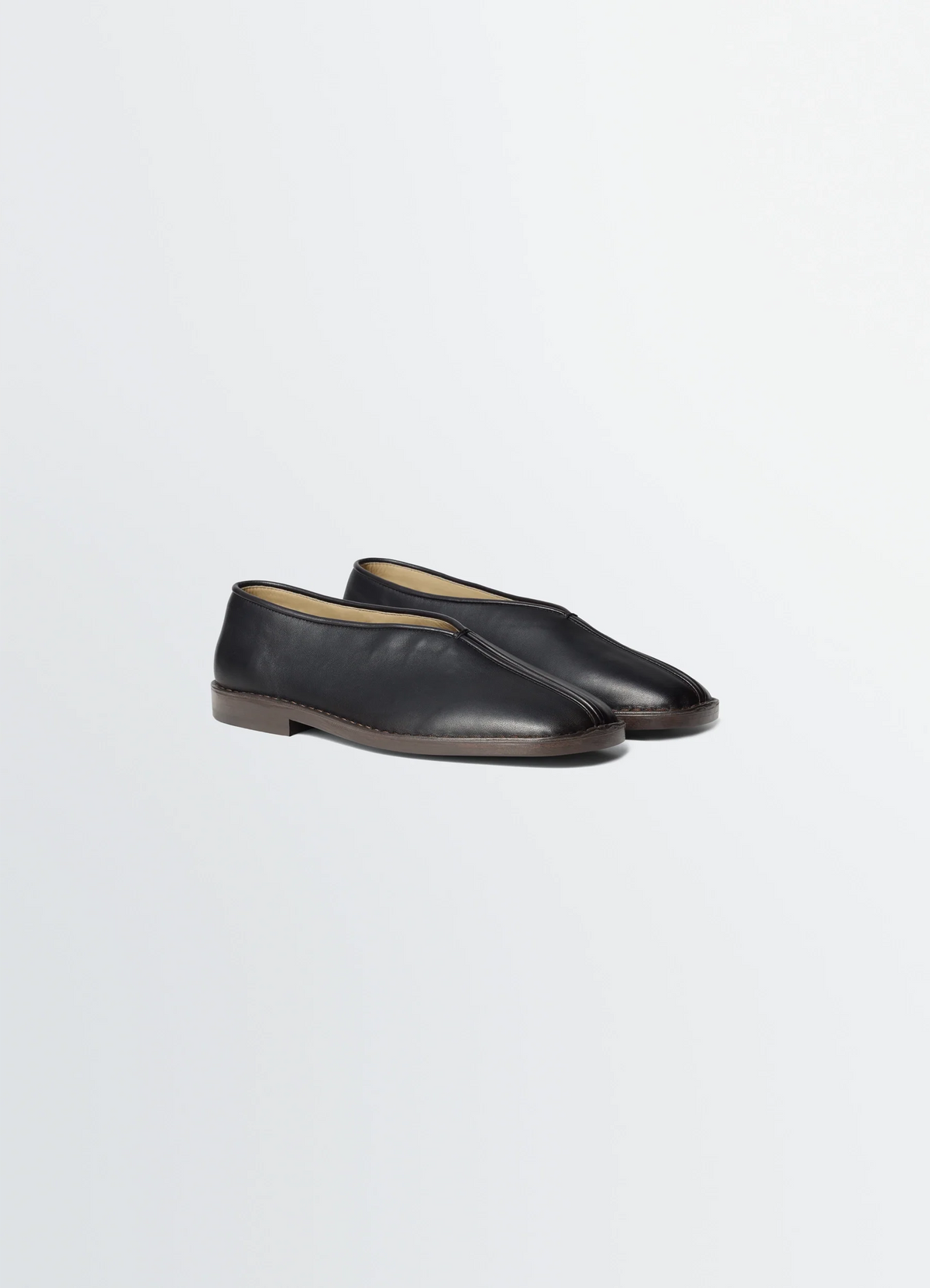 MULES PLATES À PASSEPOIL EN CUIR D'AGNEAU NAPPA BRILLANT