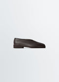 PIPED CREPE SLIPPERS IN GRAINED COW LEAHER
