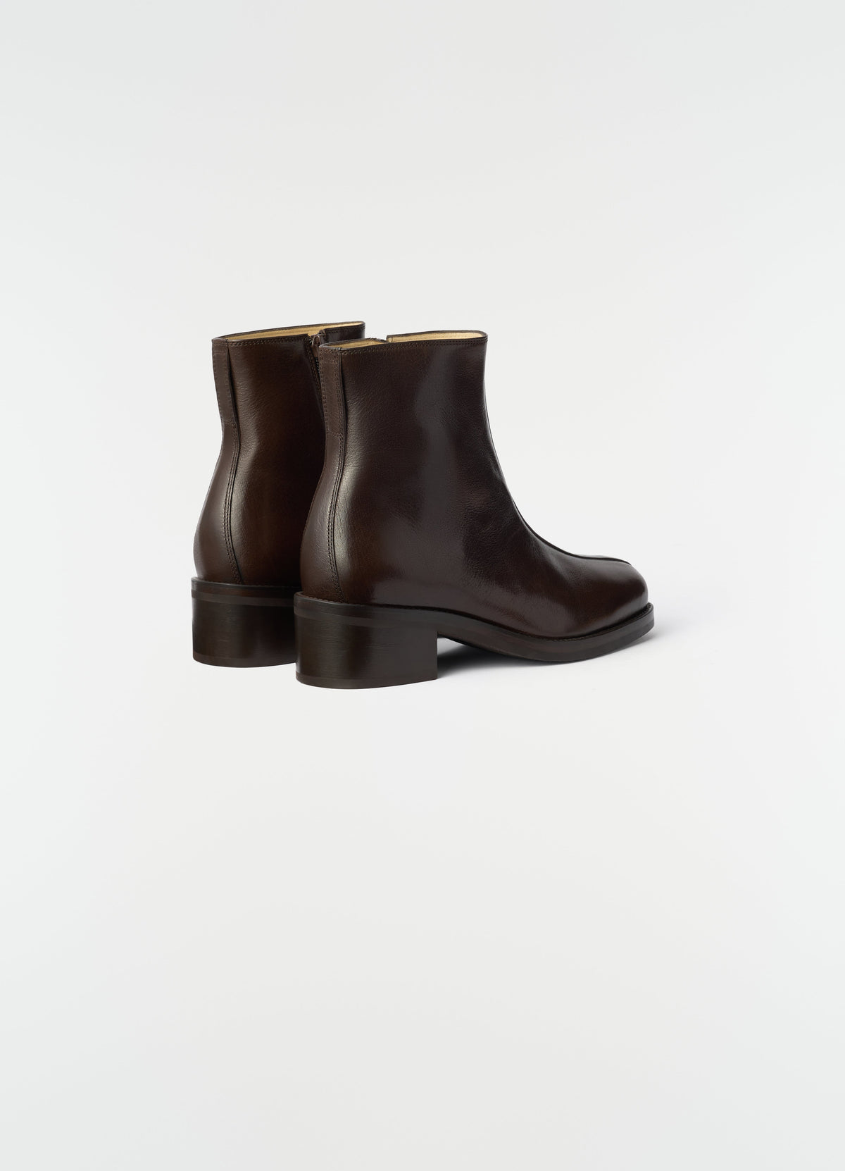 PIPED BOOTS 40MM HEEL IN SHINY BUFFALO LEATHER