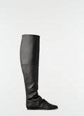 KNEE TOP GLOVE FLAT BOOTS IN SHINY NAPPA LAMB
