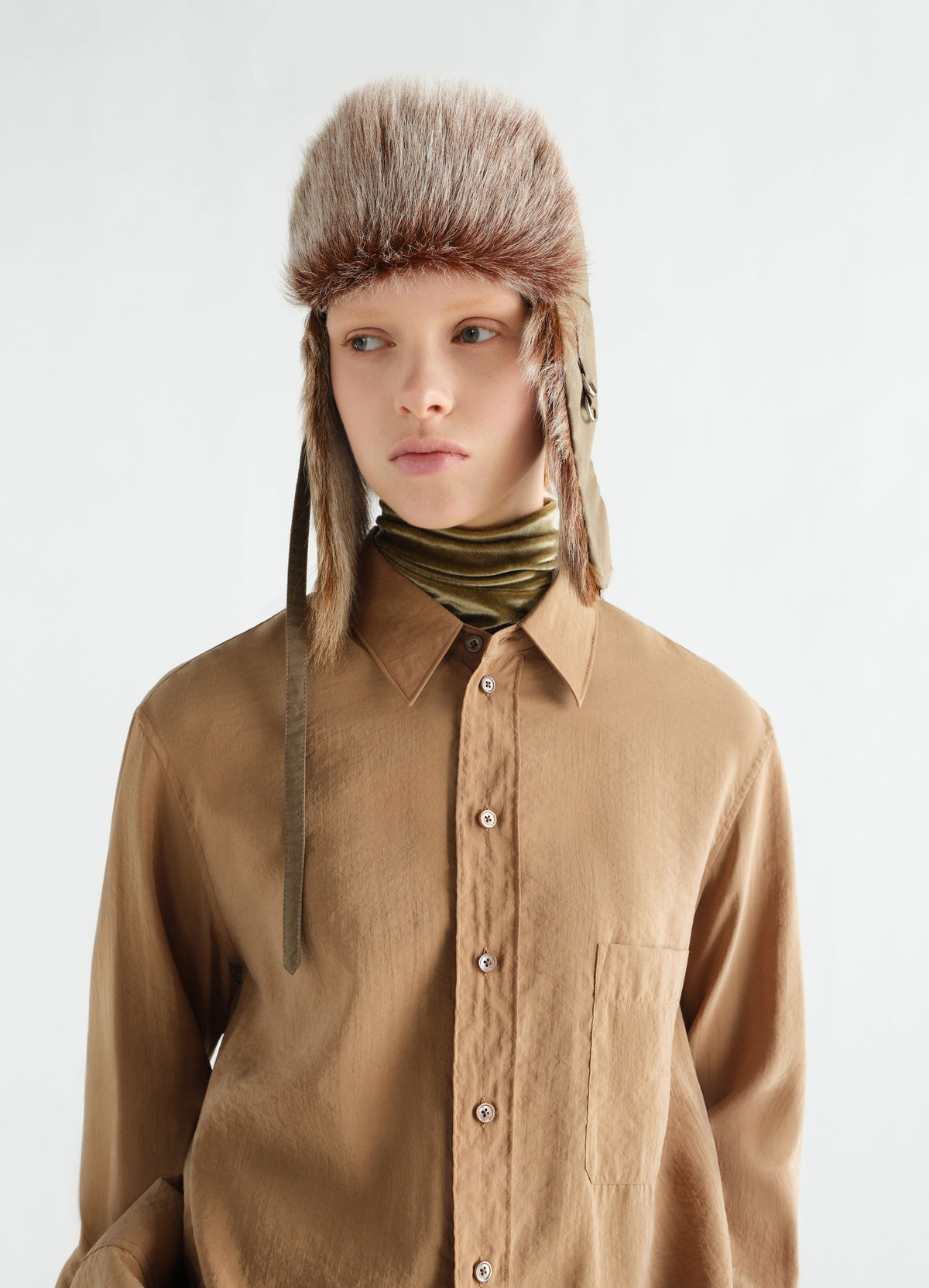 FUZZY CHAPKA IN LONG HAIRY GOAT LEATHER